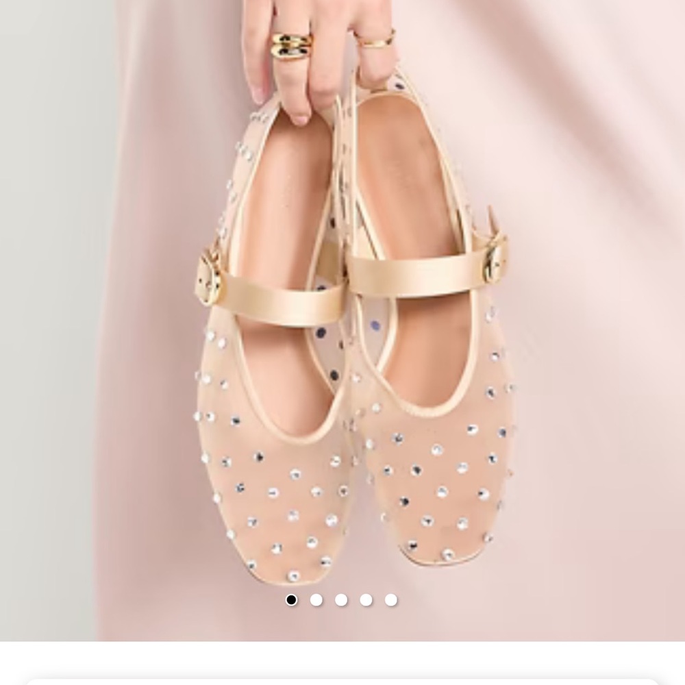 Mesh Embellished Mary Jane Ballet Flat for Women